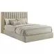 Arielle Light Oak and Light Tan Queen Upholstered Bookcase Storage Panel Bed