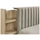 Arielle Light Oak and Light Tan Queen Upholstered Bookcase Storage Panel Bed
