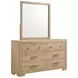 Arielle Light Oak and Light Tan Upholstered Bookcase Storage Panel Bedroom Set
