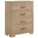 Arielle Light Oak and Light Tan Upholstered Bookcase Storage Panel Bedroom Set