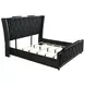 Lorient Black King Upholstered Panel Bed with LED