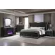 Lorient Black King Upholstered Panel Bed with LED