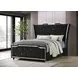 Lorient Black Queen Upholstered Panel Bed with LED