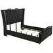 Lorient Black Queen Upholstered Panel Bed with LED