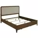 Maderia Walnut and Taupe California King Upholstered Panel Bed