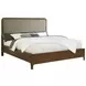 Maderia Walnut and Taupe California King Upholstered Panel Bed