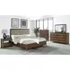 Maderia Walnut Queen Upholstered Panel Bed