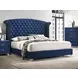 Melody Pacific Blue King Upholstered Panel Bed with Nailhead Trim