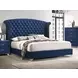Melody Pacific Blue California King Upholstered Panel Bed with Nailhead Trim
