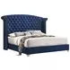 Melody Pacific Blue California King Upholstered Panel Bed with Nailhead Trim