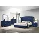 Melody Pacific Blue California King Upholstered Panel Bed with Nailhead Trim