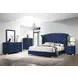 Melody Pacific Blue Queen Upholstered Panel Bed with Nailhead Trim