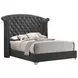 Melody Grey King Upholstered Panel Bed with Nailhead Trim