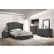 Melody Grey King Upholstered Panel Bed with Nailhead Trim