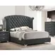 Melody Gray California King Upholstered Panel Bed with Nailhead Trim