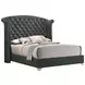 Melody Gray California King Upholstered Panel Bed with Nailhead Trim