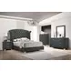 Melody Gray California King Upholstered Panel Bed with Nailhead Trim