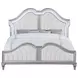 Evangeline Silver Oak and Ivory California King Upholstered Panel Bed with LED