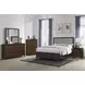 Welsley Walnut King Upholstered Panel Bed