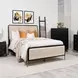 Arini Black and Cream King Upholstered Panel Bed