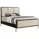 Arini Black and Cream California King Upholstered Panel Bed