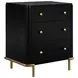 Arini Black 3 Drawer Nightstand