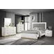 Caraway White and Gray California King Upholstered Panel Bed with LED