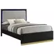 Caraway Black and Gray California King Upholstered Panel Bed with LED