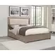Kenora Barley Brown and Beige California King Upholstered Storage Panel Bed with LED