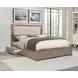 Kenora Barley Brown and Beige California King Upholstered Storage Panel Bed with LED
