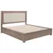 Kenora Barley Brown and Beige California King Upholstered Storage Panel Bed with LED