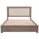 Kenora Barley Brown and Beige California King Upholstered Storage Panel Bed with LED