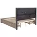 Kenora Barley Brown and Beige California King Upholstered Storage Panel Bed with LED