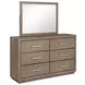Kenora Barley Brown 6 Drawer Dresser With Mirror