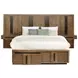 Terrace Ash Brown Wall Panel Queen Platform Storage Bed