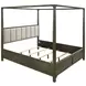 Gran Park Dark Cocoa and Beige California King Upholstered Canopy Bed