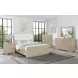 Ladera Light Elm and Cream California King Upholstered Panel Bed