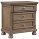 Bethel Wire Brushed Antique Brown 3 Drawer Nightstand