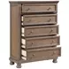 Bethel Wire Brushed Antique Brown 5 Drawer Chest