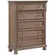 Bethel Wire Brushed Antique Brown 5 Drawer Chest