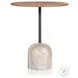 Fay Antique White Marble And Dark Natural Oak Counter Height Dining Table
