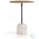 Fay Antique White Marble And Dark Natural Oak Bar Table