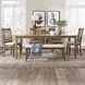 Santa Clara Antique Honey and Textured Linen Upholstered 6 Piece Extendable Rectangular Dining Set