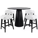 Nash Black and White Upholstered 5 Piece Counter Height Dining Set with Backless Stools