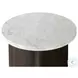 Toli Italian White Marble and Smoked Black Veneer Round End Table