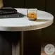 Toli Italian White Marble and Smoked Black Veneer Round End Table