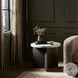 Toli Italian White Marble and Smoked Black Veneer Round End Table