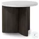 Toli Italian White Marble and Smoked Black Veneer Round Occassional Table Set