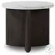 Toli Italian White Marble and Smoked Black Veneer Round Occassional Table Set