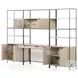 Trey Dove Poplar Modular Wall Desk With 2 Bookcases